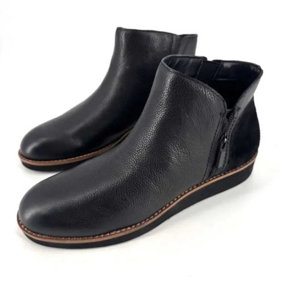 NWOB SoftWalk Wesley Women's Leather Side Zip Ankle Bootie Black Size 8.5 Narrow